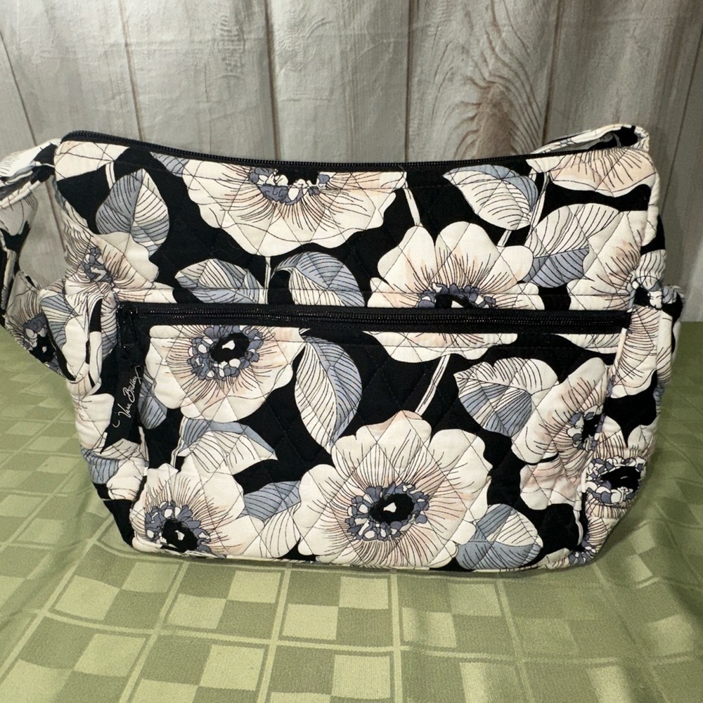 Vera Bradley Frankie Ret Black and White Floral Crossbody Bag Purse Handbag - Picture 2 of 8